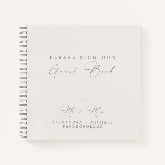 Elegantes Minimal Wedding Guest Book Notizblock (Vorderseite)