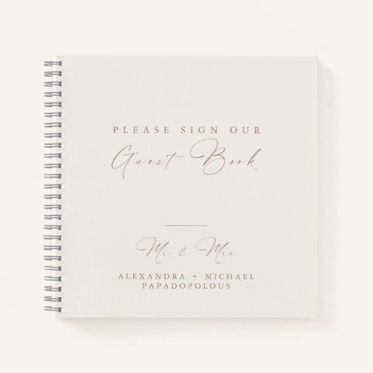 Elegantes Minimal Wedding Guest Book Notizblock (Vorderseite)