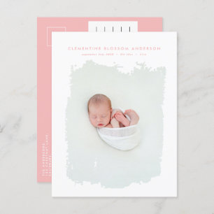 Elegantes minimales Blue-Geburt-Ankündigung-Foto Ankündigungspostkarte