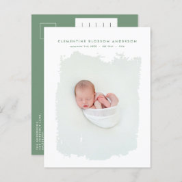 Elegantes minimales Blue-Geburt-Ankündigung-Foto Ankündigungspostkarte