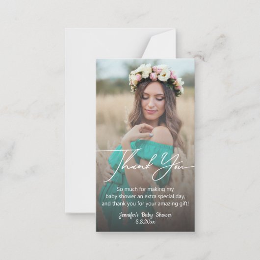 Elegantes minimales Dankeschön an die Babydusche v Mitteilungskarte (Vorderseite)