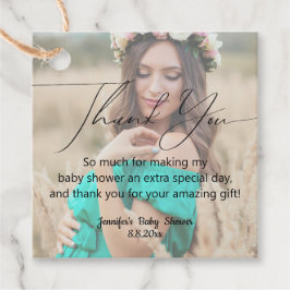 Elegantes minimales Dankeschön Baby Dusche Foto Geschenkanhänger