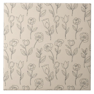 Elegantes minimales florales Linienmuster Fliese
