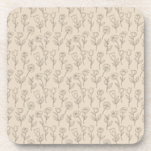 Elegantes minimales florales Linienmuster Getränkeuntersetzer