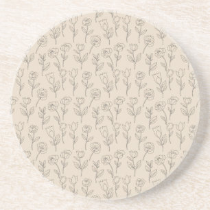Elegantes minimales florales Linienmuster Getränkeuntersetzer