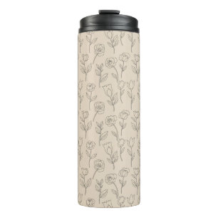Elegantes minimales florales Linienmuster Thermosbecher