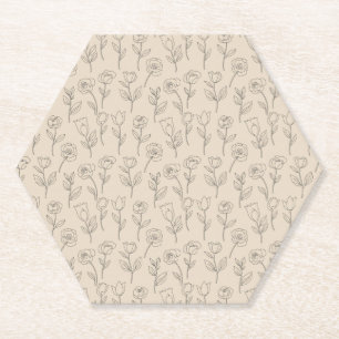 Elegantes minimales florales Linienmuster Untersetzer