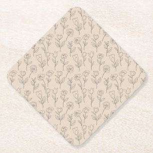Elegantes minimales florales Linienmuster Untersetzer