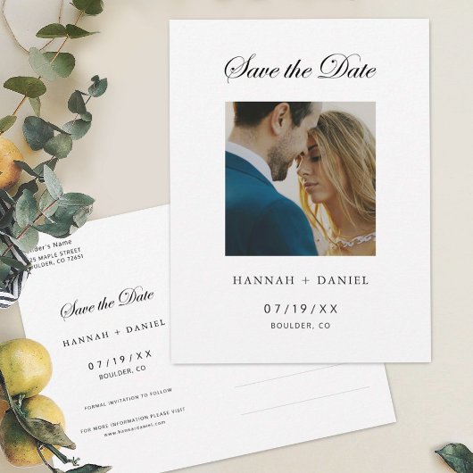 Elegantes Minimales Foto Save the Date Postkarte