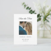 Elegantes Minimales Foto Save the Date Postkarte (Stehend Vorderseite)