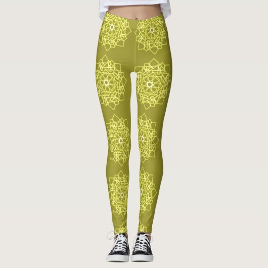 Elegantes minimales geometrisches Gradient Gold Leggings (Vorderseite)