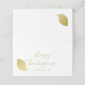 Elegantes, minimales Goldenes Herbstblatt - Ernted Platzkarte (Außenseite Aufgefaltet)