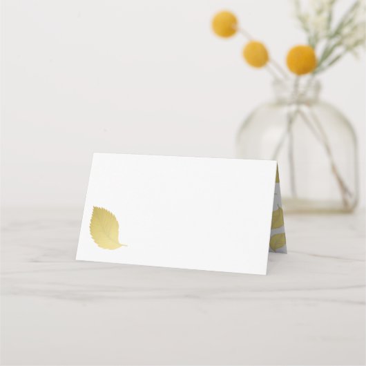 Elegantes, minimales Goldenes Herbstblatt - Ernted Platzkarte (Rückseite)