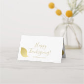 Elegantes, minimales Goldenes Herbstblatt - Ernted Platzkarte (Vorderseite)