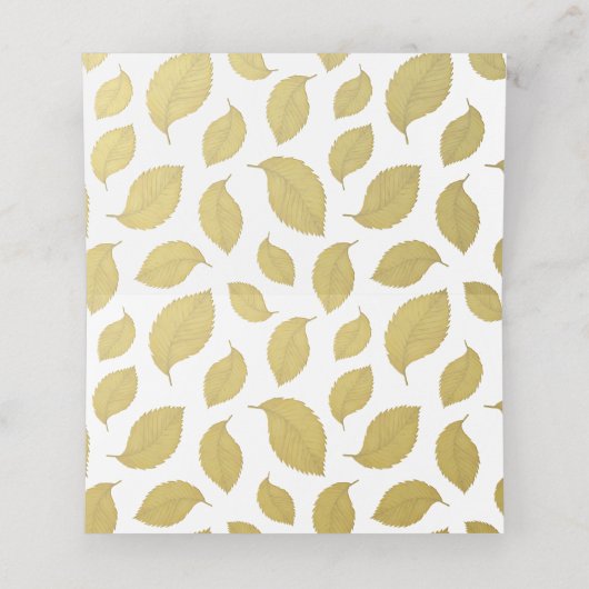 Elegantes, minimales Goldenes Herbstblatt - Ernted Platzkarte (Innenseite Aufgefaltet)