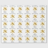 Elegantes, minimales Goldschneeflockenmuster Geschenkpapier (Flach)