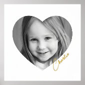 Elegantes minimales Herz-Foto mit dem Namen Silber Foliendrucke (Vorderseite)