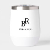 Elegantes minimales Hochzeitsmonogramm-Thermal-Wei (Vorderseite)