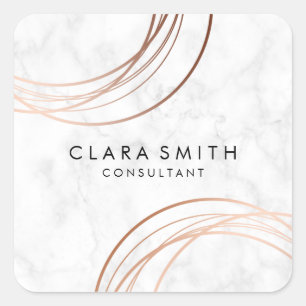 Elegantes minimales Imitat Rose goldener geometris Quadratischer Aufkleber