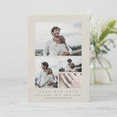 Elegantes minimales Multi-Foto Save The Date (Stehend Vorderseite)