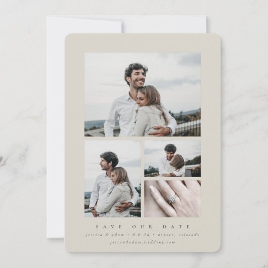 Elegantes minimales Multi-Foto Save The Date (Vorderseite)