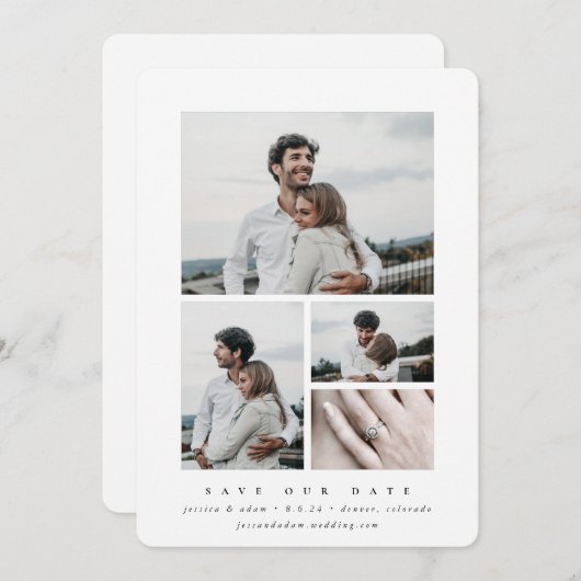 Elegantes minimales Multi-Foto Save The Date (Vorne/Hinten)