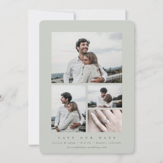 Elegantes minimales Multi-Foto Save The Date (Vorderseite)