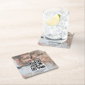 elegantes minimales Qr-Code-Hochzeitsmenü Foto Rechteckiger Pappuntersetzer (Vor Ort)