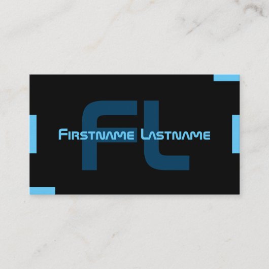 Elegantes minimales Schwarz-Indigoblau-Monogramm Visitenkarte (Vorderseite)