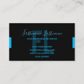 Elegantes minimales Schwarz-Indigoblau-Monogramm Visitenkarte (Rückseite)