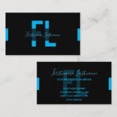 Elegantes minimales Schwarz-Indigoblau-Monogramm Visitenkarte (Vorne/Hinten)