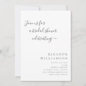 Elegantes Minimales Schwarz-weißes Script-Brautpar Einladung (Vorderseite)