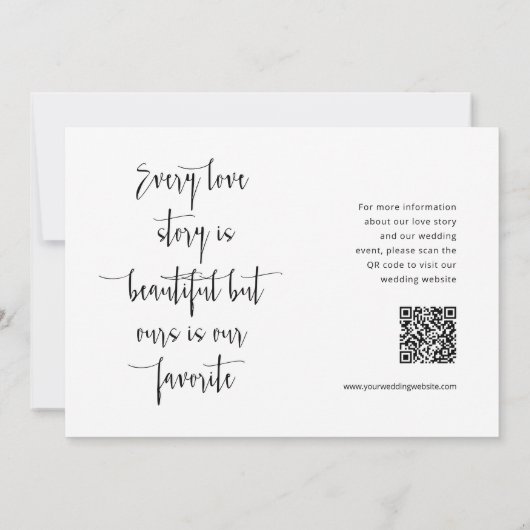 Elegantes minimales Script QR Code Foto Save the D Einladung (Rückseite)