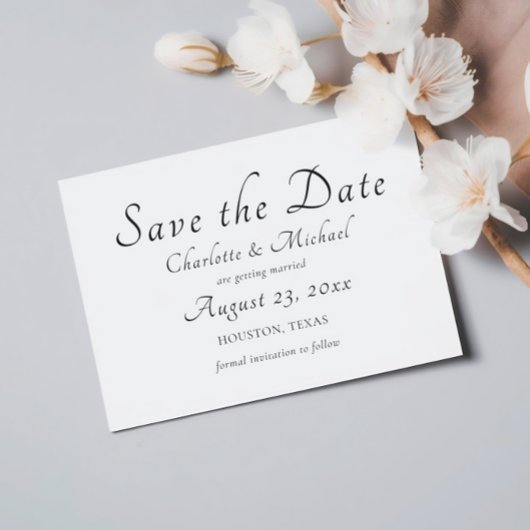 Elegantes minimales Skript-Foto Hochzeit speichern Save The Date