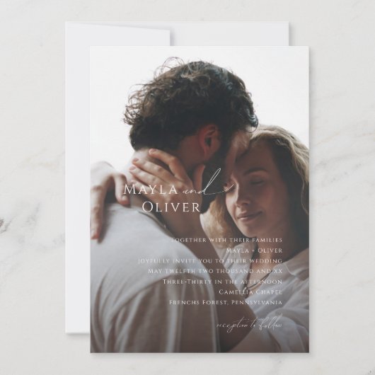 Elegantes Minimales Skript | Schwarzes verblasstes Einladung (Vorderseite)