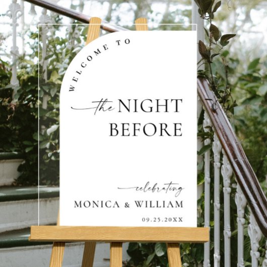 Elegantes Minimalist WELCOME Rehearsal Dinner Acrylschild