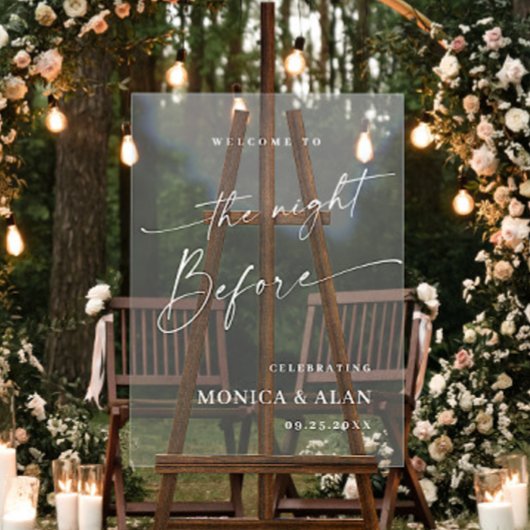 Elegantes Minimalist WELCOME Rehearsal Dinner Acrylschild