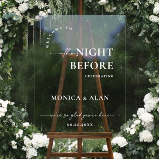Elegantes Minimalist WELCOME Rehearsal Dinner Acrylschild