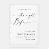 Elegantes Minimalist WELCOME Rehearsal Dinner Acrylschild (Vorderseite)