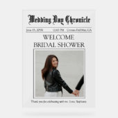 Elegantes Minimalistisch 1 Foto Newspaper Brautpar Acrylschild (Vorderseite)