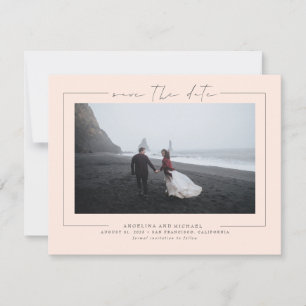 Elegantes Minimalistisch Blush Peach  Foto Save The Date