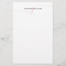 Elegantes Minimalistisch Blush Pink Script Monogra Briefpapier