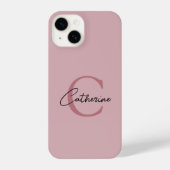 Elegantes Minimalistisch Blush Pink Script Monogra iPhone Hülle (Rückseite)