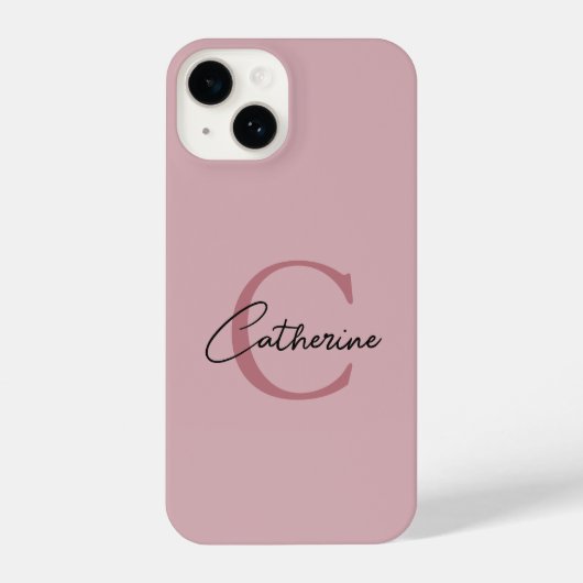 Elegantes Minimalistisch Blush Pink Script Monogra iPhone Hülle (Rückseite)