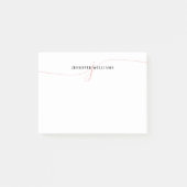 Elegantes Minimalistisch Blush Pink Script Monogra Post-it Klebezettel (Vorderseite)
