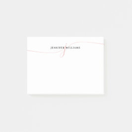 Elegantes Minimalistisch Blush Pink Script Monogra Post-it Klebezettel