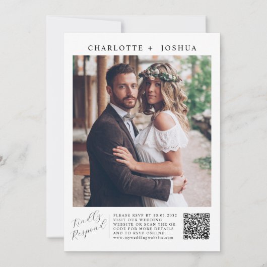 Elegantes Minimalistisch Details UAWG QR Foto Hoch Einladung (Rückseite)