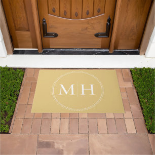 Elegantes Minimalistisch-Goldweißes Monogramm Fußmatte