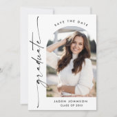 Elegantes Minimalistisch Graduation Party One Foto Save The Date (Vorderseite)