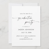 Elegantes Minimalistisch Graduation Party One Foto Save The Date (Rückseite)